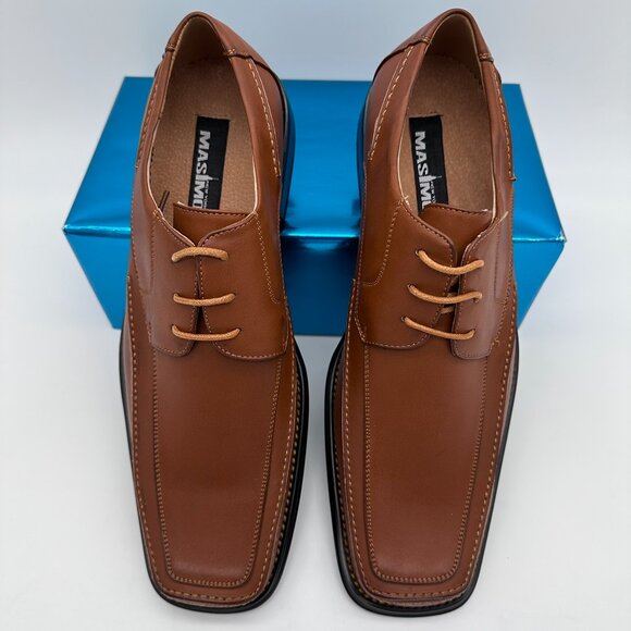 NWOT Masimo NY  Men\'s Faux Leather Lace Oxford Dress Shoes, Size 13, Saddle Tan main image 6